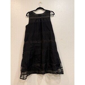 Madewell Size 6 Black Sleeveless Organza Dushkeer Embroidered Sheer Panel Dress